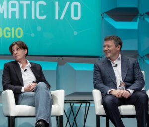 Megan Clarken, CEO, Criteo, and Boris Mouzykantskii, CEO, IPONWEB speaking at AdExchanger's Programmatic IO event in October 2021 in NYC.