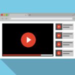 Template interface video player. Social media concept. Mockup video channel. Web windows player. Video content, blogging.