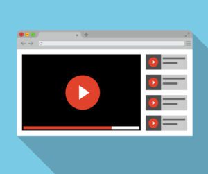 Template interface video player. Social media concept. Mockup video channel. Web windows player. Video content, blogging.