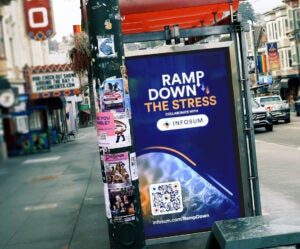 Bus shelter signage for InfoSum's "ramp down" campaign