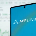 Dhaka, Bangladesh 08 May 2025: Applovin logo on smartphone,AppLovin Corporation is an American mobile technology company.