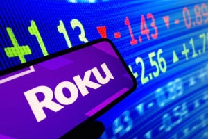 Konskie, Poland - February 24, 2024: Roku company logo displayed on mobile phone
