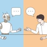 A man talking to a robot