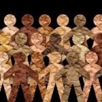 Global Diverse People and Diversity in society or international diverse workplace and tolerance celebration of multicultural culture inclusion and integration and pride as a multi cultural group from around the world on a black background.